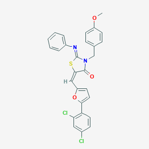 (5E)-5-{[5-(2,4-dichlorophenyl)furan-2-yl]methylidene}-3-(4-methoxybenzyl)-2-(phenylimino)-1,3-thiazolidin-4-one