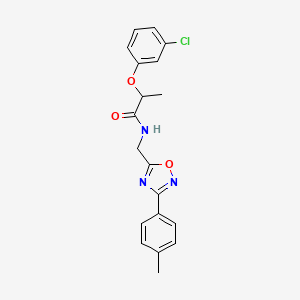 molecular formula C19H18ClN3O3 B4237843 2-(3-chlorophenoxy)-N-{[3-(4-methylphenyl)-1,2,4-oxadiazol-5-yl]methyl}propanamide 