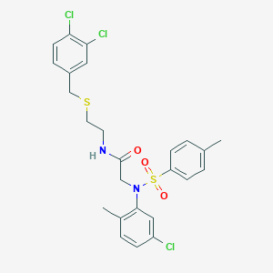 molecular formula C25H25Cl3N2O3S2 B423787 2-{5-chloro-2-methyl[(4-methylphenyl)sulfonyl]anilino}-N-{2-[(3,4-dichlorobenzyl)sulfanyl]ethyl}acetamide 
