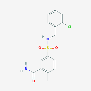 molecular formula C15H15ClN2O3S B4237877 5-{[(2-chlorobenzyl)amino]sulfonyl}-2-methylbenzamide 