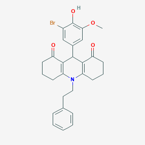 molecular formula C28H28BrNO4 B423788 9-(3-bromo-4-hydroxy-5-methoxyphenyl)-10-(2-phenylethyl)-3,4,6,7,9,10-hexahydro-1,8(2H,5H)-acridinedione 