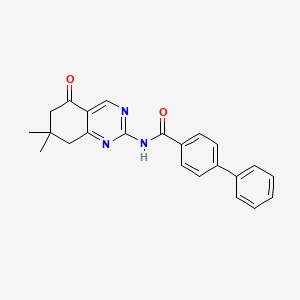 molecular formula C23H21N3O2 B4237904 N-(7,7-dimethyl-5-oxo-5,6,7,8-tetrahydro-2-quinazolinyl)-4-biphenylcarboxamide 