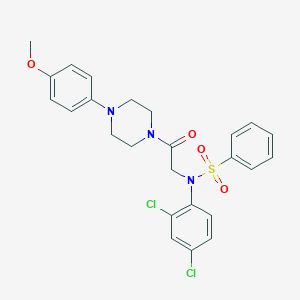 molecular formula C25H25Cl2N3O4S B423791 N-(2,4-dichlorophenyl)-N-{2-[4-(4-methoxyphenyl)-1-piperazinyl]-2-oxoethyl}benzenesulfonamide 