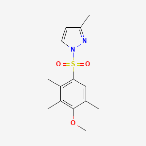 molecular formula C14H18N2O3S B4237925 1-[(4-methoxy-2,3,5-trimethylphenyl)sulfonyl]-3-methyl-1H-pyrazole 