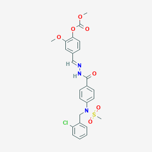 molecular formula C25H24ClN3O7S B423798 4-{(E)-[2-({4-[(2-chlorobenzyl)(methylsulfonyl)amino]phenyl}carbonyl)hydrazinylidene]methyl}-2-methoxyphenyl methyl carbonate 