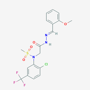 molecular formula C18H17ClF3N3O4S B423801 N-[2-chloro-5-(trifluoromethyl)phenyl]-N-{2-[2-(2-methoxybenzylidene)hydrazino]-2-oxoethyl}methanesulfonamide 