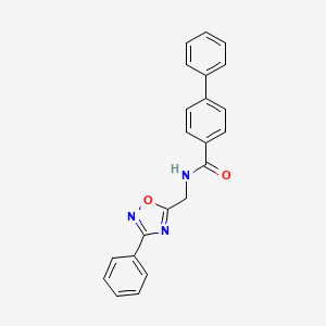 molecular formula C22H17N3O2 B4238011 N-[(3-phenyl-1,2,4-oxadiazol-5-yl)methyl]-4-biphenylcarboxamide 