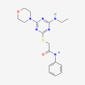 molecular formula C17H22N6O2S B4238016 2-{[4-(ethylamino)-6-(4-morpholinyl)-1,3,5-triazin-2-yl]thio}-N-phenylacetamide 