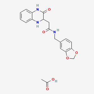 molecular formula C20H21N3O6 B4238022 N-(1,3-benzodioxol-5-ylmethyl)-2-(3-oxo-1,2,3,4-tetrahydro-2-quinoxalinyl)acetamide acetate 