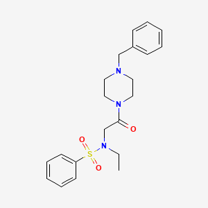 molecular formula C21H27N3O3S B4238030 N-[2-(4-benzyl-1-piperazinyl)-2-oxoethyl]-N-ethylbenzenesulfonamide 