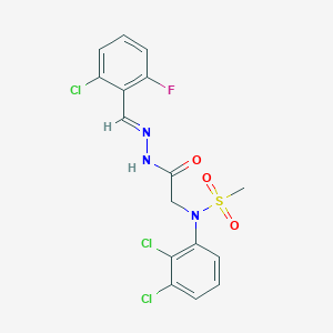 molecular formula C16H13Cl3FN3O3S B423804 N-{2-[2-(2-chloro-6-fluorobenzylidene)hydrazino]-2-oxoethyl}-N-(2,3-dichlorophenyl)methanesulfonamide 