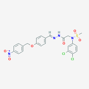 molecular formula C23H20Cl2N4O6S B423805 N-(3,4-dichlorophenyl)-N-(2-{2-[4-({4-nitrobenzyl}oxy)benzylidene]hydrazino}-2-oxoethyl)methanesulfonamide 