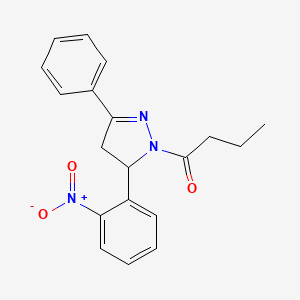 molecular formula C19H19N3O3 B4238057 1-butyryl-5-(2-nitrophenyl)-3-phenyl-4,5-dihydro-1H-pyrazole 