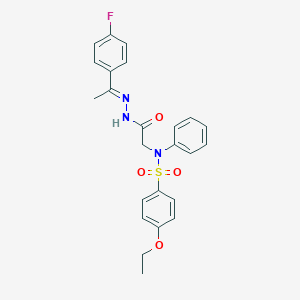 molecular formula C24H24FN3O4S B423806 4-ethoxy-N-(2-{2-[1-(4-fluorophenyl)ethylidene]hydrazino}-2-oxoethyl)-N-phenylbenzenesulfonamide 