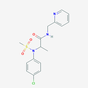 molecular formula C16H18ClN3O3S B4238061 N~2~-(4-chlorophenyl)-N~2~-(methylsulfonyl)-N~1~-(2-pyridinylmethyl)alaninamide 