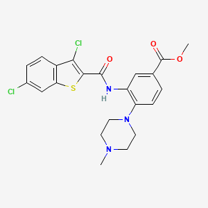 molecular formula C22H21Cl2N3O3S B4238062 methyl 3-{[(3,6-dichloro-1-benzothien-2-yl)carbonyl]amino}-4-(4-methyl-1-piperazinyl)benzoate 