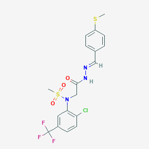 molecular formula C18H17ClF3N3O3S2 B423807 N-[2-chloro-5-(trifluoromethyl)phenyl]-N-(2-{2-[4-(methylsulfanyl)benzylidene]hydrazino}-2-oxoethyl)methanesulfonamide 