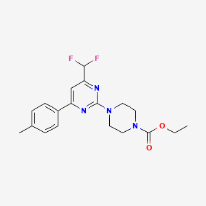 molecular formula C19H22F2N4O2 B4238073 ethyl 4-[4-(difluoromethyl)-6-(4-methylphenyl)-2-pyrimidinyl]-1-piperazinecarboxylate 