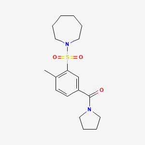 molecular formula C18H26N2O3S B4238083 1-{[2-methyl-5-(1-pyrrolidinylcarbonyl)phenyl]sulfonyl}azepane 
