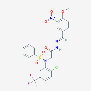 molecular formula C23H18ClF3N4O6S B423809 N-[2-chloro-5-(trifluoromethyl)phenyl]-N-[2-(2-{3-nitro-4-methoxybenzylidene}hydrazino)-2-oxoethyl]benzenesulfonamide 
