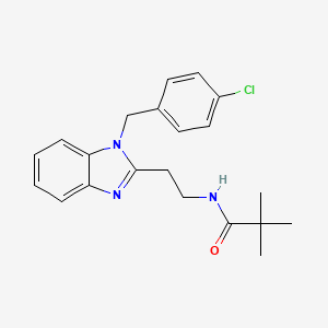 molecular formula C21H24ClN3O B4238103 N-{2-[1-(4-chlorobenzyl)-1H-benzimidazol-2-yl]ethyl}-2,2-dimethylpropanamide 