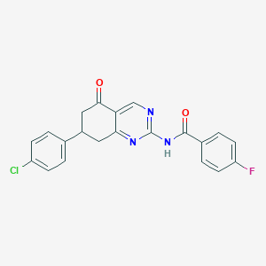 molecular formula C21H15ClFN3O2 B4238115 N-[7-(4-chlorophenyl)-5-oxo-5,6,7,8-tetrahydro-2-quinazolinyl]-4-fluorobenzamide 