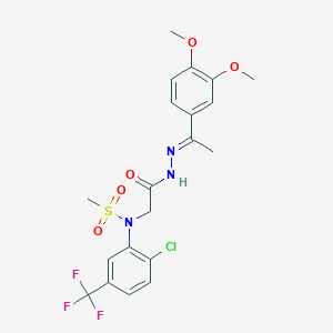 molecular formula C20H21ClF3N3O5S B423812 N-[2-chloro-5-(trifluoromethyl)phenyl]-N-(2-{2-[1-(3,4-dimethoxyphenyl)ethylidene]hydrazino}-2-oxoethyl)methanesulfonamide 