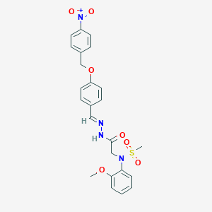 molecular formula C24H24N4O7S B423814 N-(2-{2-[4-({4-nitrobenzyl}oxy)benzylidene]hydrazino}-2-oxoethyl)-N-(2-methoxyphenyl)methanesulfonamide 
