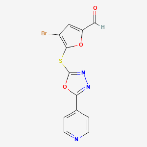 4-bromo-5-{[5-(4-pyridinyl)-1,3,4-oxadiazol-2-yl]thio}-2-furaldehyde