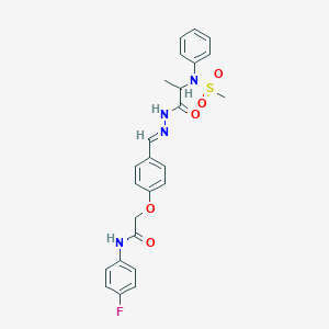 molecular formula C25H25FN4O5S B423817 N-(4-fluorophenyl)-2-[4-(2-{2-[(methylsulfonyl)anilino]propanoyl}carbohydrazonoyl)phenoxy]acetamide 