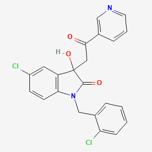 molecular formula C22H16Cl2N2O3 B4238196 5-chloro-1-(2-chlorobenzyl)-3-hydroxy-3-[2-oxo-2-(3-pyridinyl)ethyl]-1,3-dihydro-2H-indol-2-one 