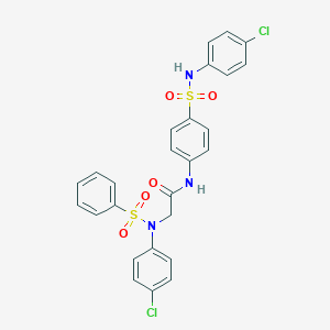 molecular formula C26H21Cl2N3O5S2 B423821 N-{4-[(4-chloroanilino)sulfonyl]phenyl}-2-[4-chloro(phenylsulfonyl)anilino]acetamide 