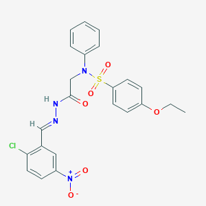 molecular formula C23H21ClN4O6S B423822 N-[2-(2-{2-chloro-5-nitrobenzylidene}hydrazino)-2-oxoethyl]-4-ethoxy-N-phenylbenzenesulfonamide 