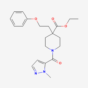 molecular formula C21H27N3O4 B4238279 ethyl 1-[(1-methyl-1H-pyrazol-5-yl)carbonyl]-4-(2-phenoxyethyl)-4-piperidinecarboxylate 