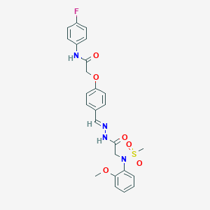 molecular formula C25H25FN4O6S B423828 N-(4-fluorophenyl)-2-[4-(2-{[2-methoxy(methylsulfonyl)anilino]acetyl}carbohydrazonoyl)phenoxy]acetamide 