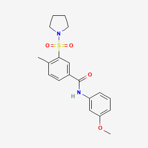molecular formula C19H22N2O4S B4238288 N-(3-methoxyphenyl)-4-methyl-3-(1-pyrrolidinylsulfonyl)benzamide 