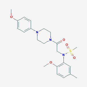 molecular formula C22H29N3O5S B423829 N-(2-methoxy-5-methylphenyl)-N-{2-[4-(4-methoxyphenyl)-1-piperazinyl]-2-oxoethyl}methanesulfonamide 