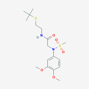 molecular formula C17H28N2O5S2 B423830 N-[2-(tert-butylsulfanyl)ethyl]-2-[3,4-dimethoxy(methylsulfonyl)anilino]acetamide 