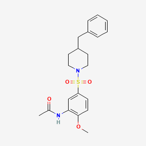 molecular formula C21H26N2O4S B4238306 N-{5-[(4-benzyl-1-piperidinyl)sulfonyl]-2-methoxyphenyl}acetamide 