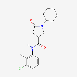 molecular formula C18H23ClN2O2 B4238320 N-(3-chloro-2-methylphenyl)-1-cyclohexyl-5-oxo-3-pyrrolidinecarboxamide 