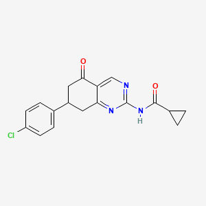 molecular formula C18H16ClN3O2 B4238326 N-[7-(4-chlorophenyl)-5-oxo-5,6,7,8-tetrahydro-2-quinazolinyl]cyclopropanecarboxamide 