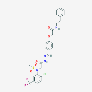 molecular formula C27H26ClF3N4O5S B423834 2-[4-(2-{[2-chloro(methylsulfonyl)-5-(trifluoromethyl)anilino]acetyl}carbohydrazonoyl)phenoxy]-N-(2-phenylethyl)acetamide 