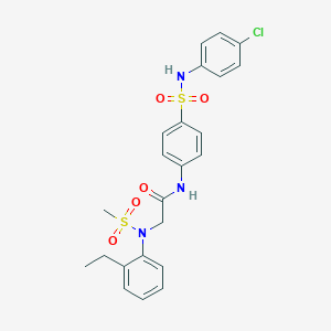molecular formula C23H24ClN3O5S2 B423835 N-{4-[(4-chloroanilino)sulfonyl]phenyl}-2-[2-ethyl(methylsulfonyl)anilino]acetamide 