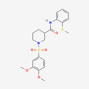 molecular formula C21H26N2O5S2 B4238363 1-[(3,4-dimethoxyphenyl)sulfonyl]-N-[2-(methylthio)phenyl]-3-piperidinecarboxamide 