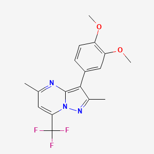molecular formula C17H16F3N3O2 B4238370 3-(3,4-dimethoxyphenyl)-2,5-dimethyl-7-(trifluoromethyl)pyrazolo[1,5-a]pyrimidine 