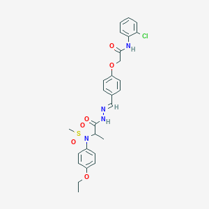 molecular formula C27H29ClN4O6S B423838 N-(2-chlorophenyl)-2-[4-(2-{2-[4-ethoxy(methylsulfonyl)anilino]propanoyl}carbohydrazonoyl)phenoxy]acetamide 