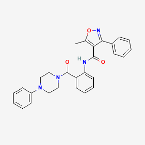molecular formula C28H26N4O3 B4238397 5-methyl-3-phenyl-N-{2-[(4-phenyl-1-piperazinyl)carbonyl]phenyl}-4-isoxazolecarboxamide 
