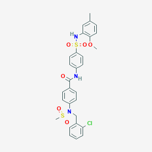 molecular formula C29H28ClN3O6S2 B423840 4-[(2-chlorobenzyl)(methylsulfonyl)amino]-N-{4-[(2-methoxy-5-methylphenyl)sulfamoyl]phenyl}benzamide 
