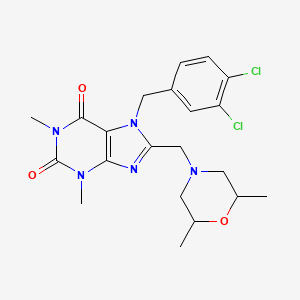 molecular formula C21H25Cl2N5O3 B4238407 7-(3,4-dichlorobenzyl)-8-[(2,6-dimethyl-4-morpholinyl)methyl]-1,3-dimethyl-3,7-dihydro-1H-purine-2,6-dione 