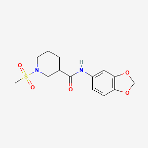 molecular formula C14H18N2O5S B4238414 N-1,3-benzodioxol-5-yl-1-(methylsulfonyl)-3-piperidinecarboxamide 